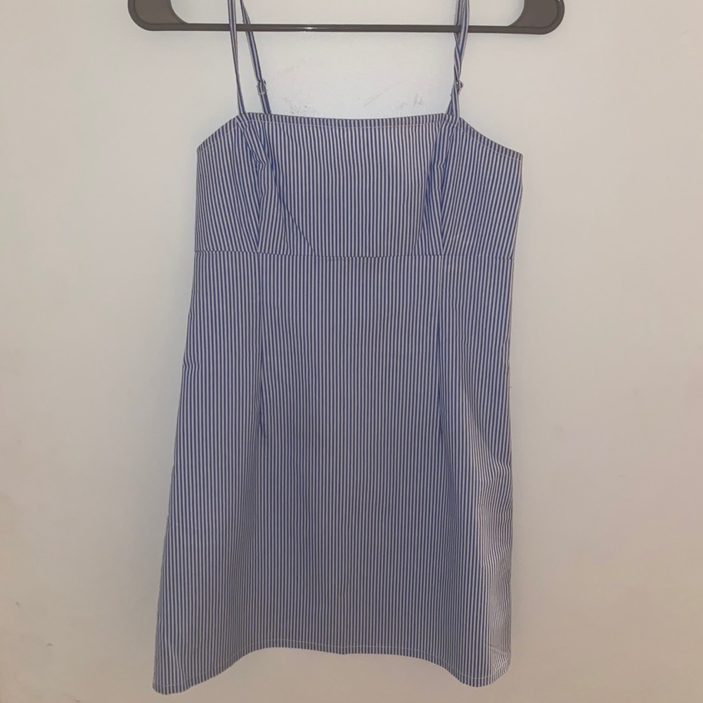 Blue and white striped garage dress